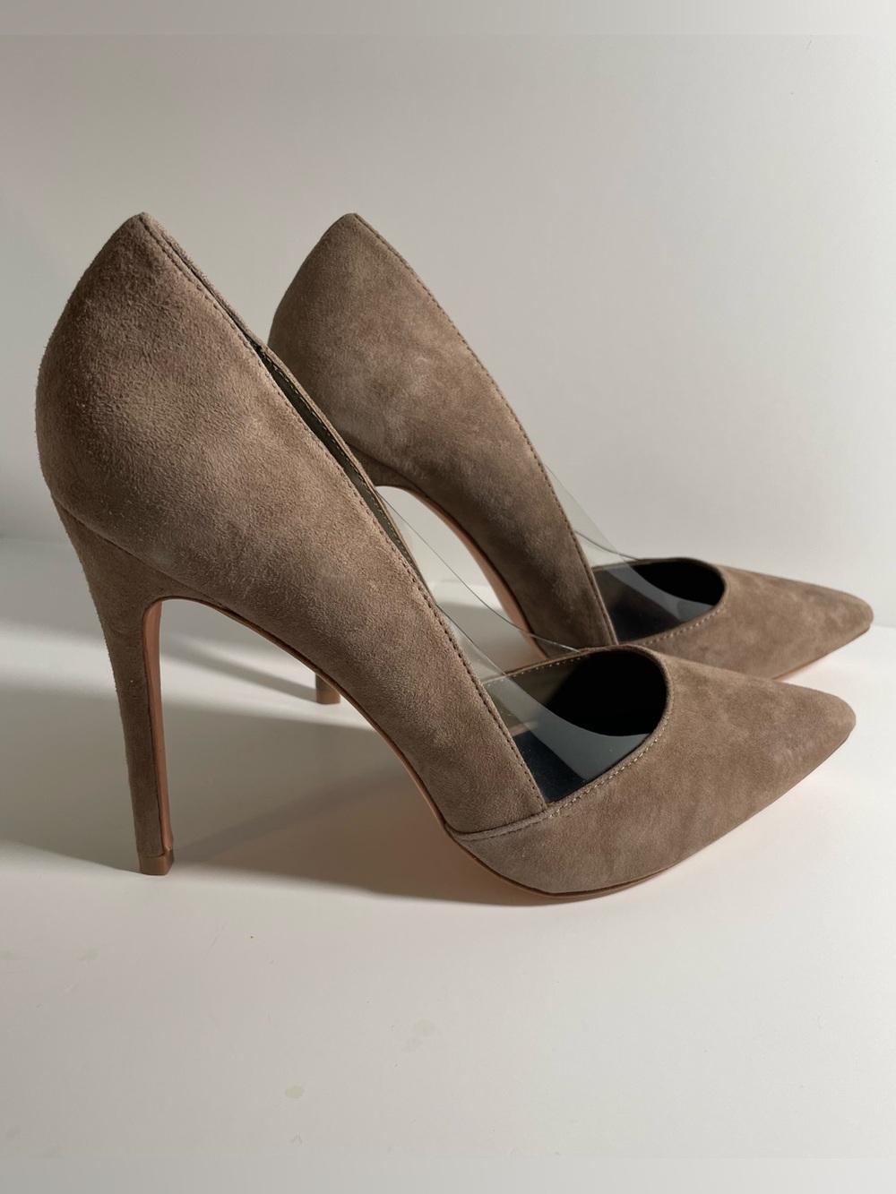 MARCIANO Leather Taupe Suede Pumps - Picture 3 of 16